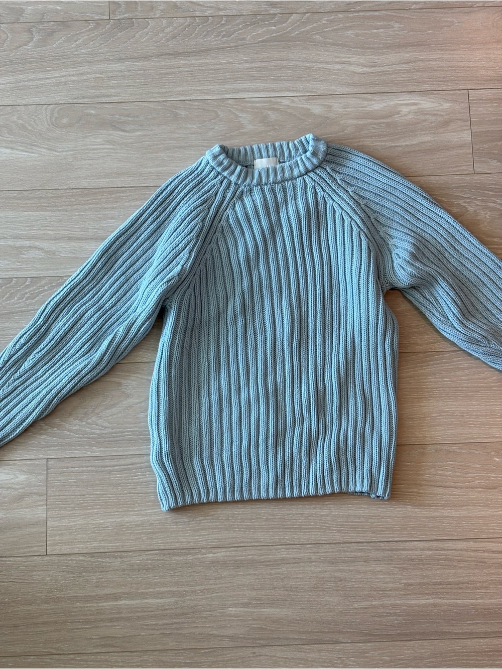 Light Blue Ribbed Crewneck Sweater - Women